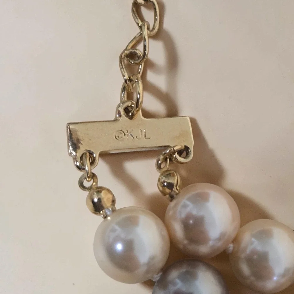 Kenneth KJL Gold Tone Multi Pastel Double Strand Glass Pearl Necklace 17